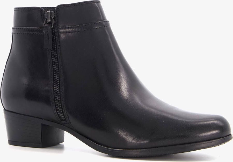 Hush Puppies leren dames enkellaarsjes met hak Zwart