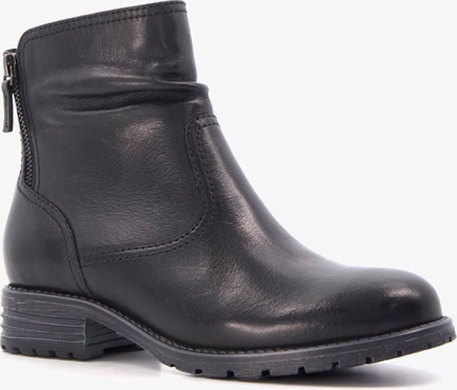 Hush Puppies leren dames enkellaarsjes zwart