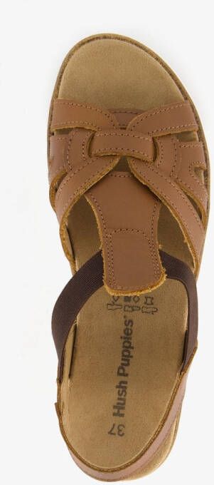 Hush Puppies leren dames sandalen cognac Uitneembare zool