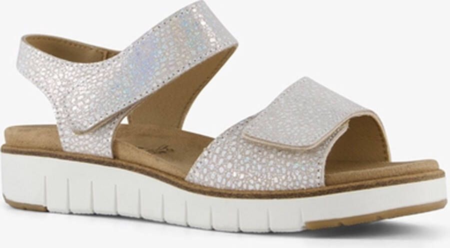 Hush Puppies leren dames sandalen met glitters Zilver