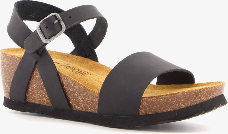 Hush Puppies leren dames sandalen met sleehak Zwart Extra comfort Memory Foam