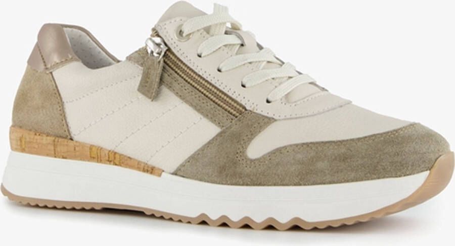 Hush Puppies leren dames sneakers beige groen Uitneembare zool