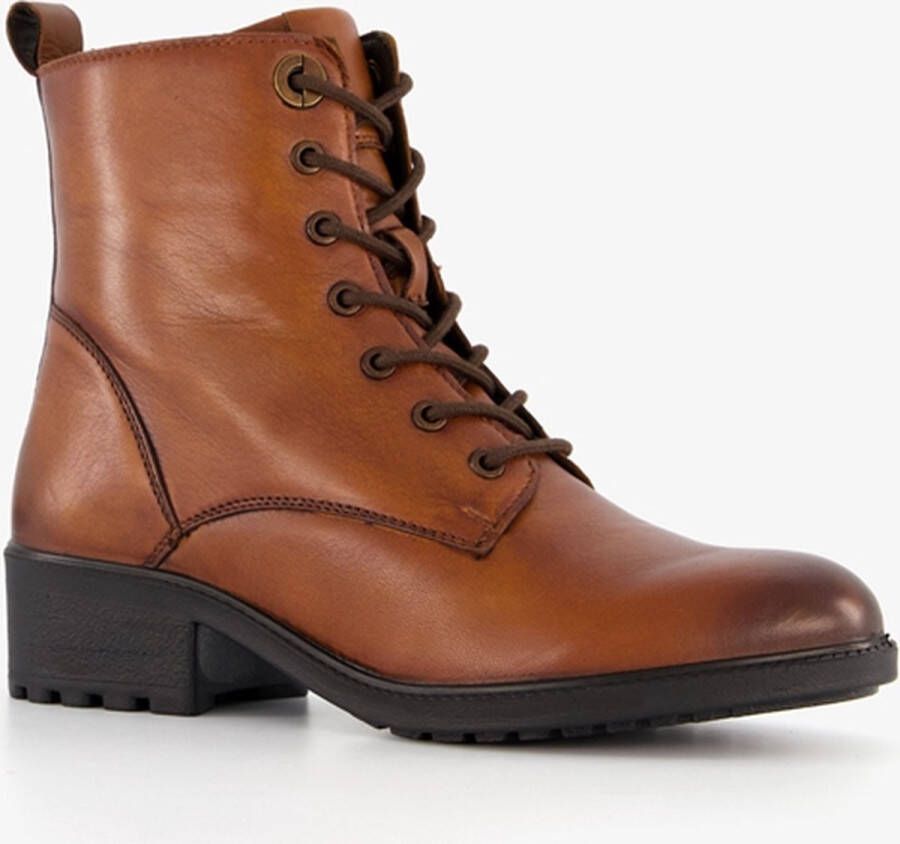 Hush Puppies leren dames veterboots cognac