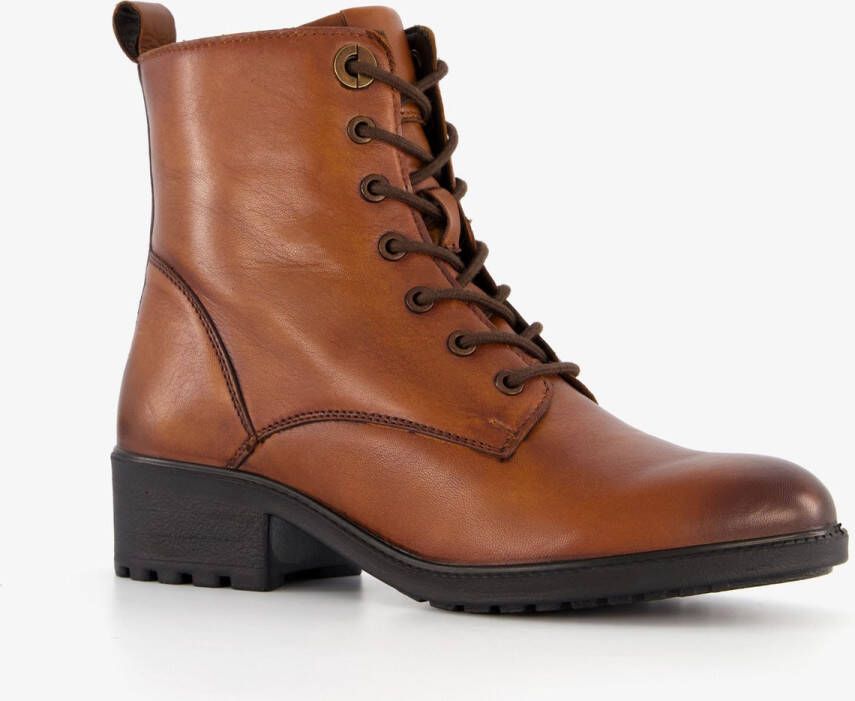 Hush Puppies leren dames veterboots cognac