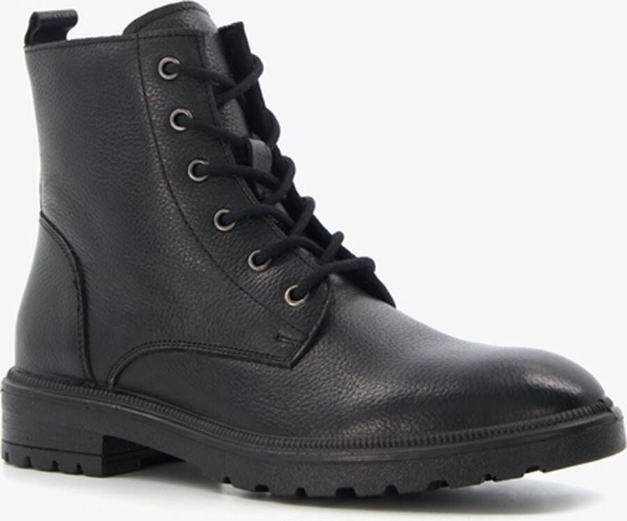 Hush Puppies leren dames veterboots zwart