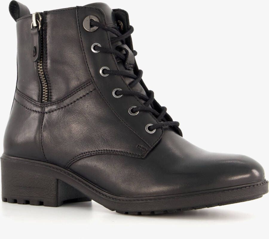 Hush Puppies leren dames veterlaarsjes zwart