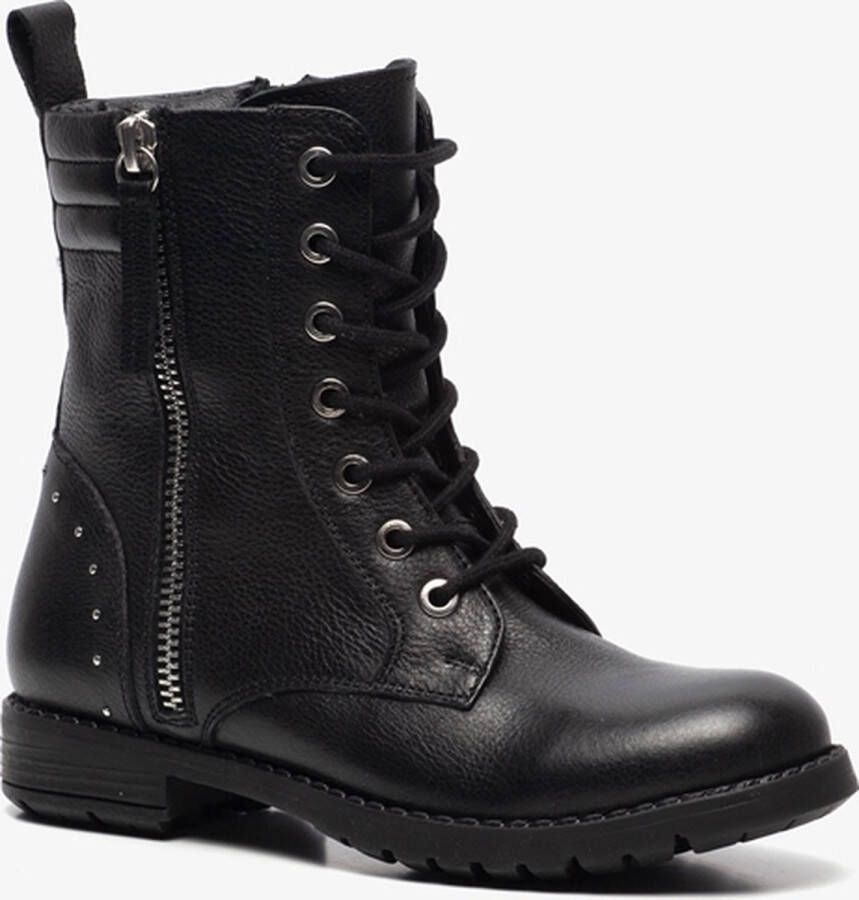 Hush Puppies leren meisjes veterboots Zwart