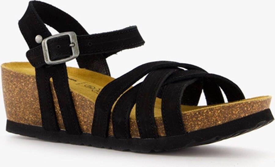 Hush Puppies leren sandalen met sleehak zwart