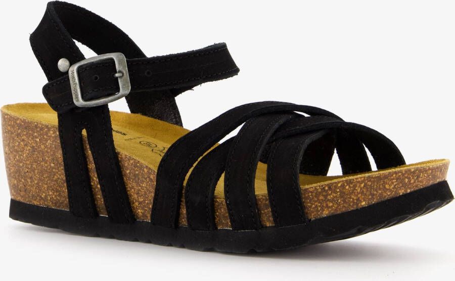 Hush Puppies leren sandalen met sleehak zwart Echt leer