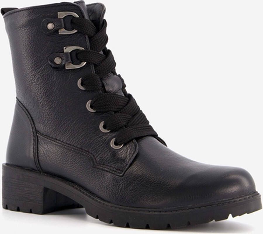 Hush Puppies leren veterboots met brede veters Zwart Uitneembare zool