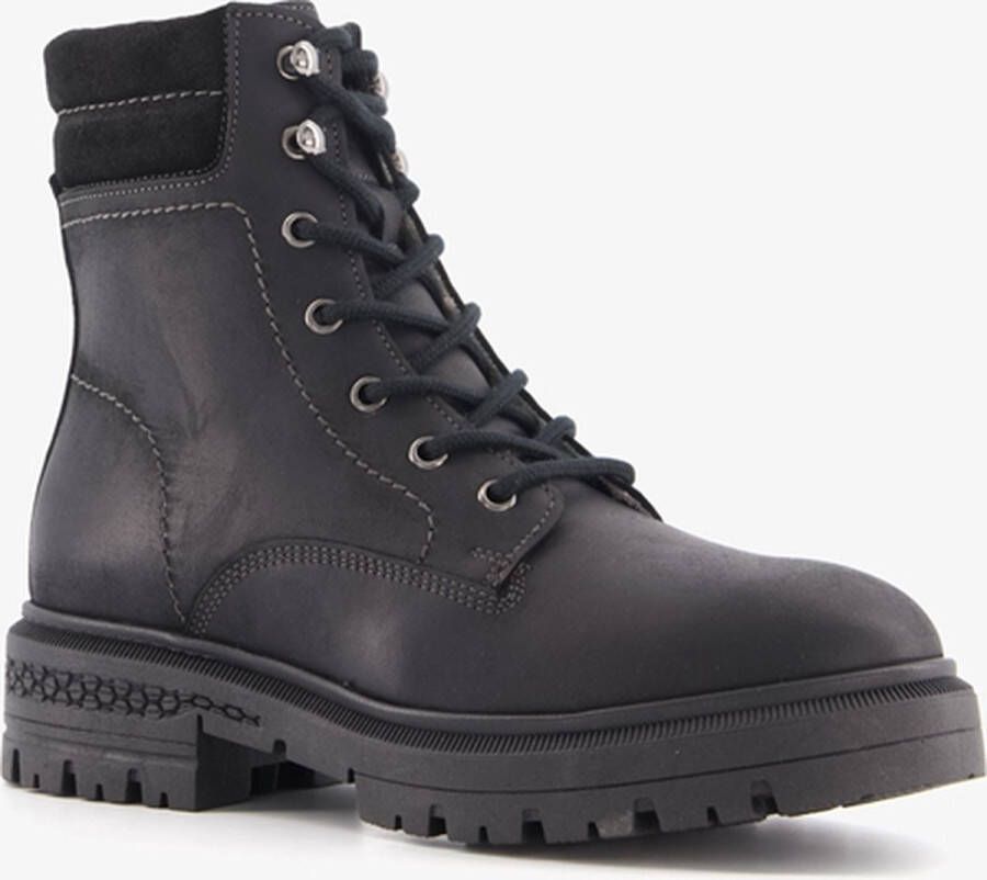 Hush Puppies leren veterboots zwart