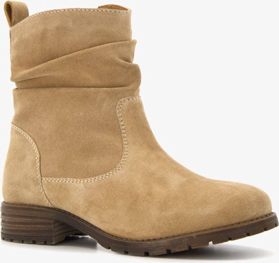 Hush Puppies suède dames enkellaarsjes beige Echt leer Uitneembare zool