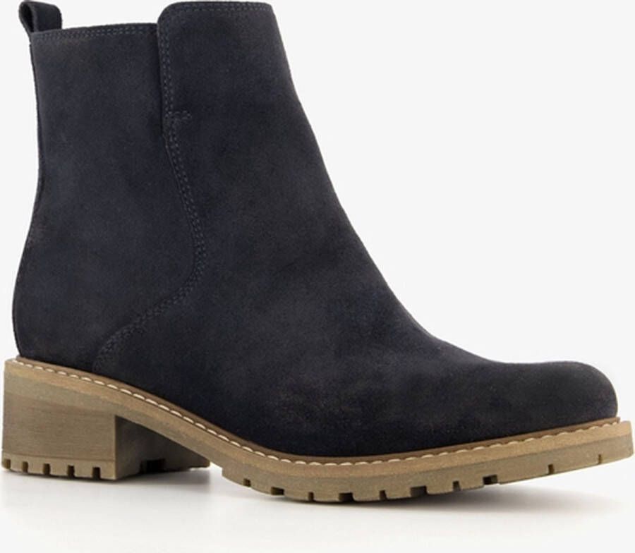 Hush Puppies suede dames enkellaarsjes blauw Echt leer