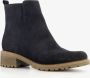 Hush Puppies suede dames enkellaarsjes blauw Echt leer - Thumbnail 1