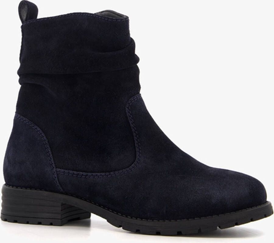 Hush Puppies suède dames enkellaarsjes donkerblauw Uitneembare zool