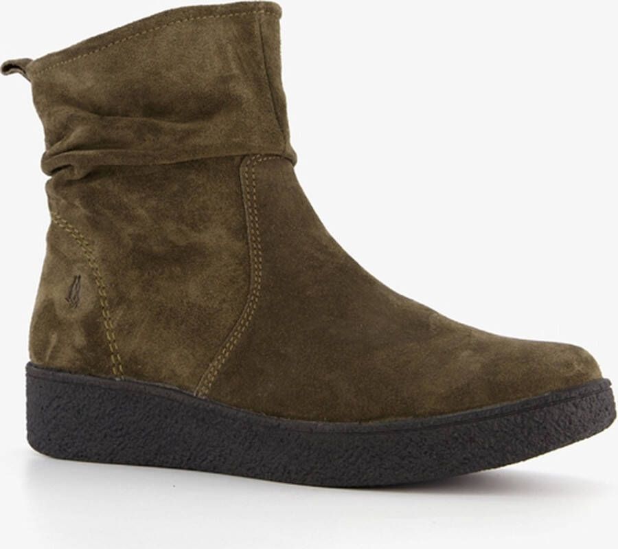 Hush Puppies suede dames enkellaarsjes groen Echt leer Uitneembare zool