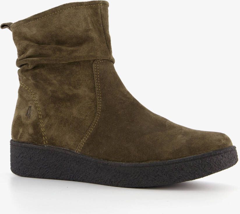 Hush Puppies suede dames enkellaarsjes groen Echt leer Uitneembare zool