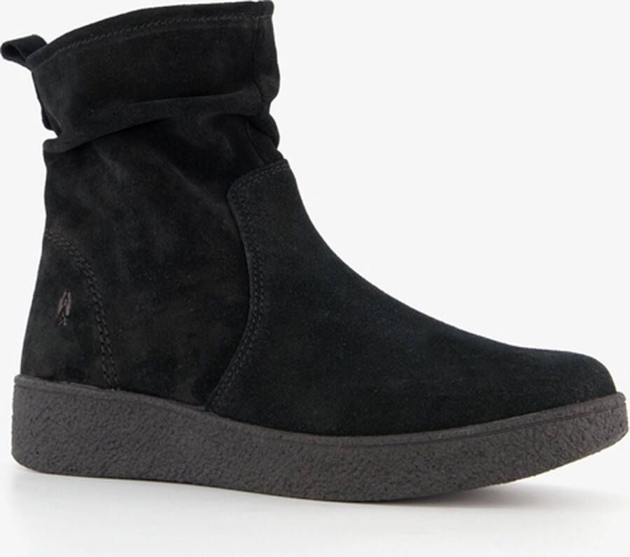 Hush Puppies suede dames enkellaarsjes zwart Echt leer Uitneembare zool