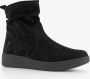 Hush Puppies suede dames enkellaarsjes zwart Echt leer Uitneembare zool - Thumbnail 1