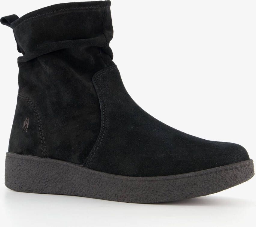 Hush Puppies suede dames enkellaarsjes zwart Echt leer Uitneembare zool