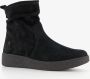 Hush Puppies suede dames enkellaarsjes zwart Echt leer Uitneembare zool - Thumbnail 1