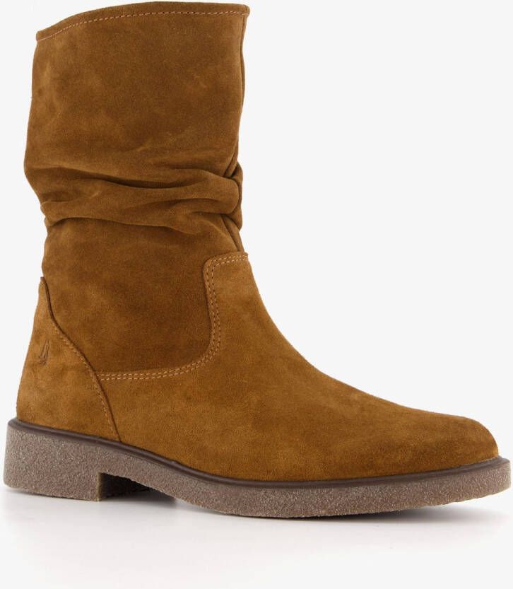 Hush Puppies suede dames enkellaarzen cognac Echt leer