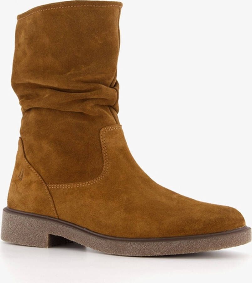 Hush Puppies suede dames enkellaarzen cognac Echt leer Uitneembare zool