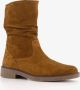 Hush Puppies suede dames enkellaarzen cognac Echt leer Uitneembare zool - Thumbnail 1