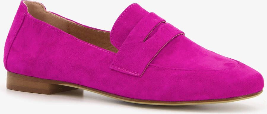 Hush Puppies suede dames loafers fuchsia roze Echt leer