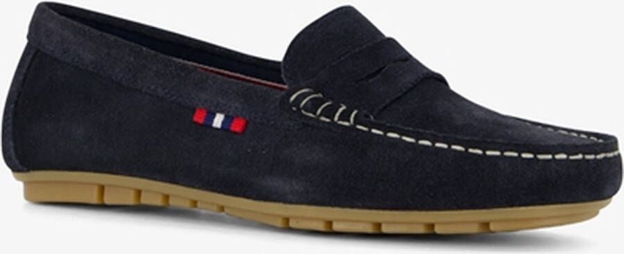 Hush Puppies suede dames mocassins blauw Echt leer Uitneembare zool