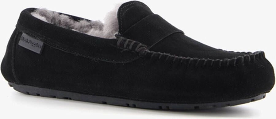 Hush Puppies suede dames pantoffels zwart Sloffen Echt leer