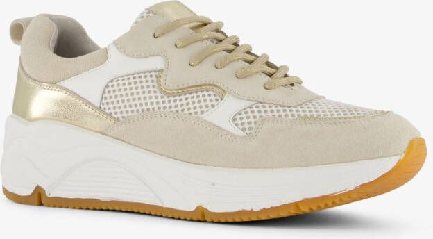 Hush Puppies suede dames sneakers beige metallic Echt leer Uitneembare zool