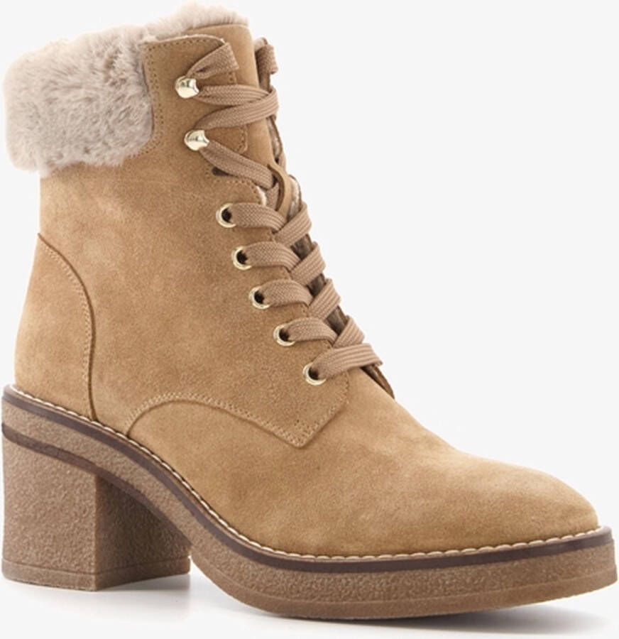 Hush Puppies suède dames veterboots met hak Beige Echt leer - Foto 1