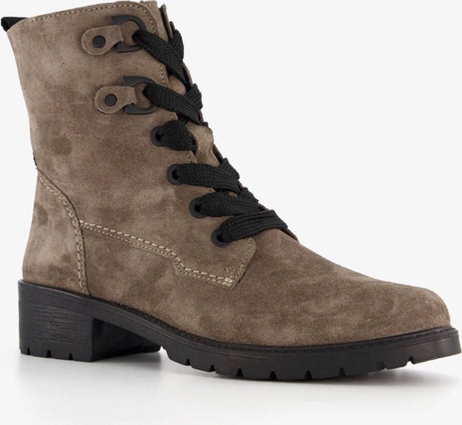 Hush Puppies suede dames veterboots taupe Bruin Echt leer Uitneembare zool