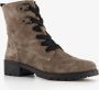 Hush Puppies suede dames veterboots taupe Bruin Echt leer Uitneembare zool - Thumbnail 1