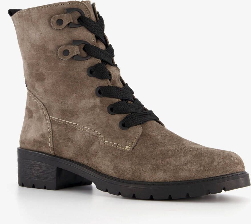 Hush Puppies suede dames veterboots taupe Bruin Echt leer Uitneembare zool