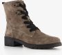 Hush Puppies suede dames veterboots taupe Bruin Echt leer Uitneembare zool - Thumbnail 1