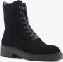 Hush Puppies suede dames veterboots zwart Echt leer - Thumbnail 1