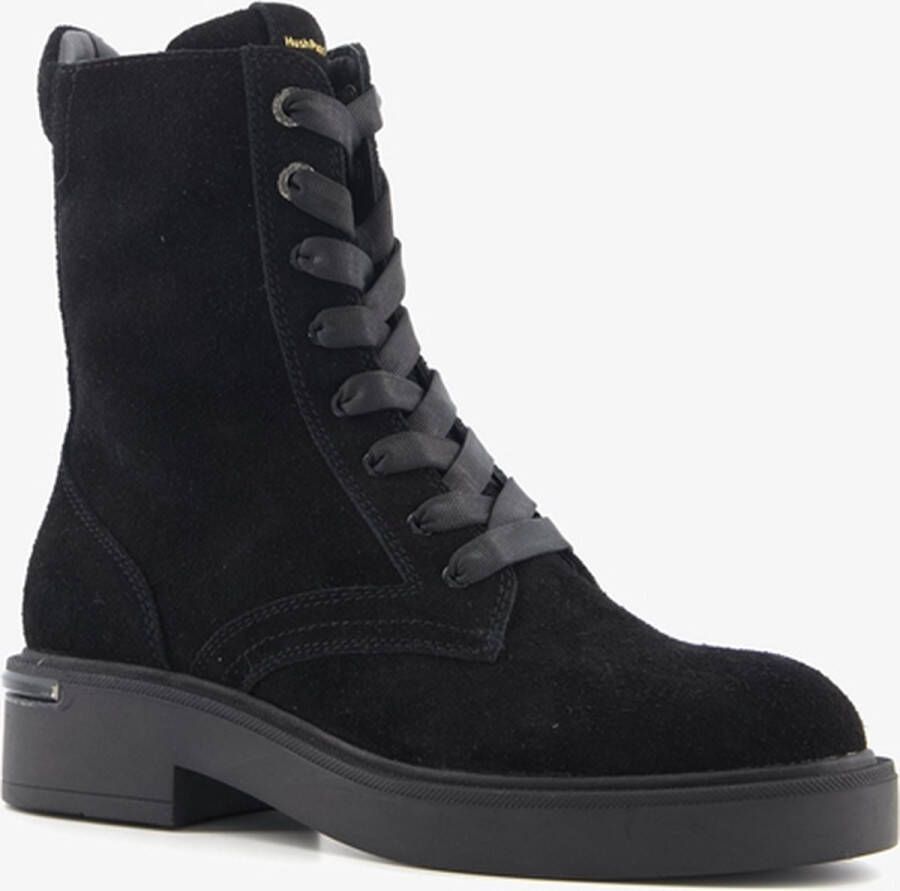 Hush Puppies suede dames veterboots zwart Echt leer