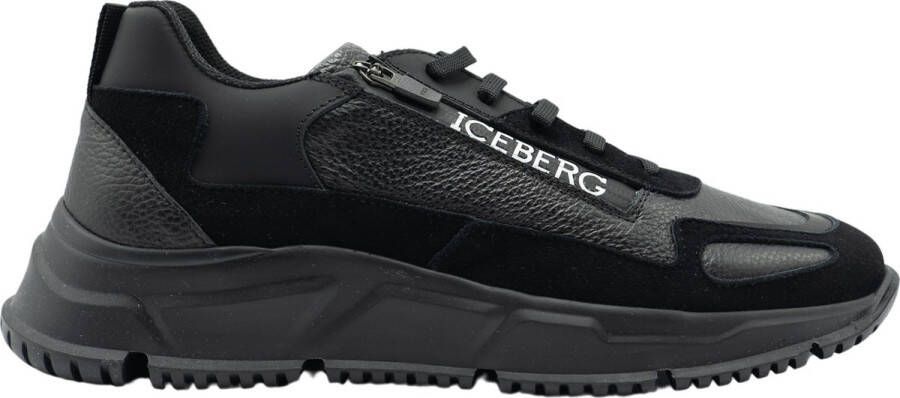 Iceberg Zwarte Gregor Zip Sneaker Zwart Heren