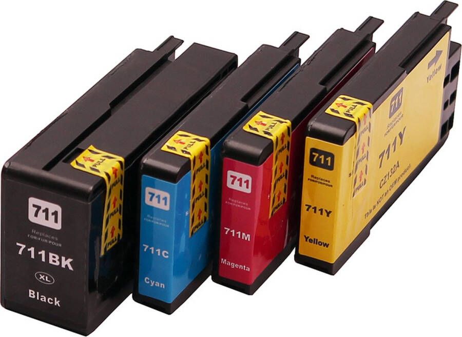 Inktkenners Inktcartridges Geschikt voor HP 711 XL Multipack van 4 stuks Geschikt voor HP Designjet T120 T125 T130 T520 T525 T530