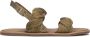 Inuovo Khaki Leren Gevlochten Sandalen Green Dames - Thumbnail 2