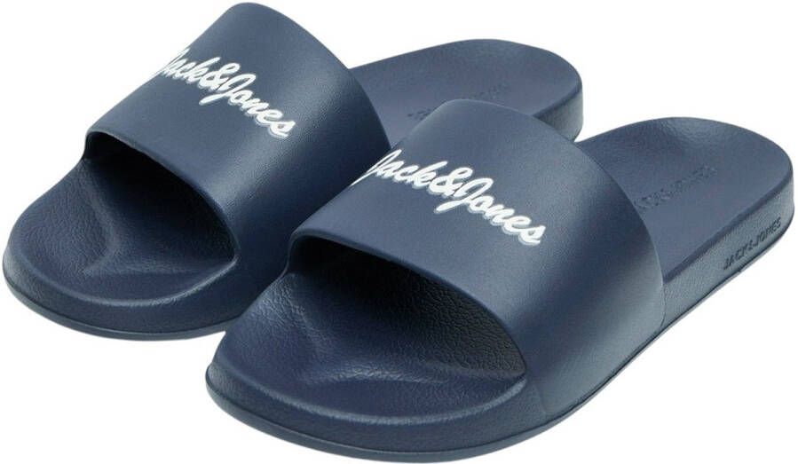 JACK & JONES Heren Badslipper Jerry Moulded Logo Slider Blauw