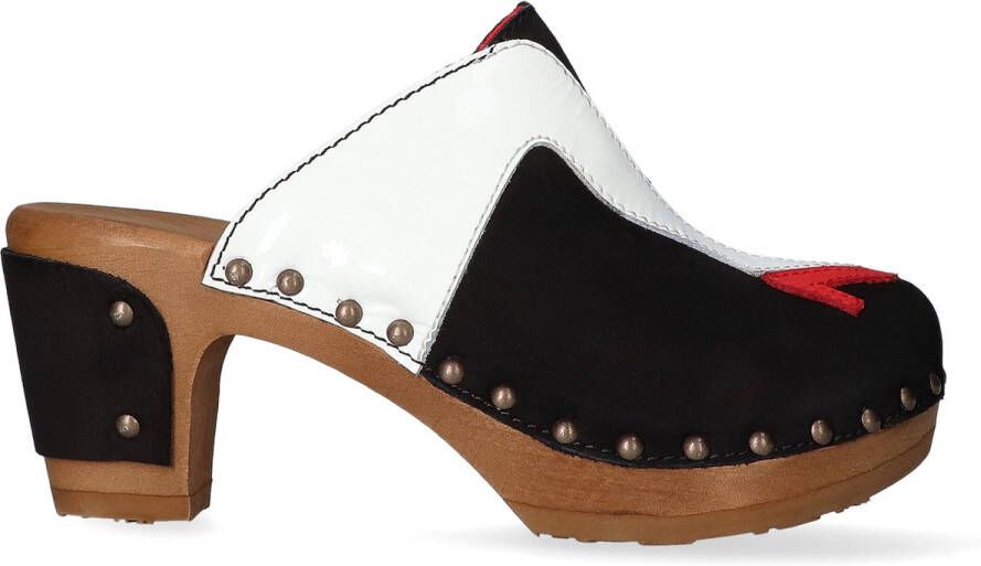 Jan Jansen Walk On Wood Dames Clogs Nero Blanco