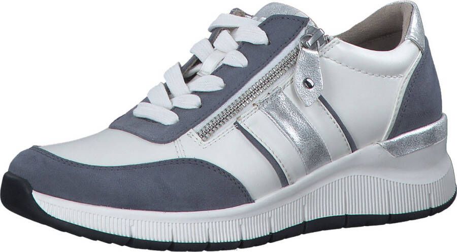 Jana Dames Sneaker 23761-8401 Jeansblauw Wit Wijdte H