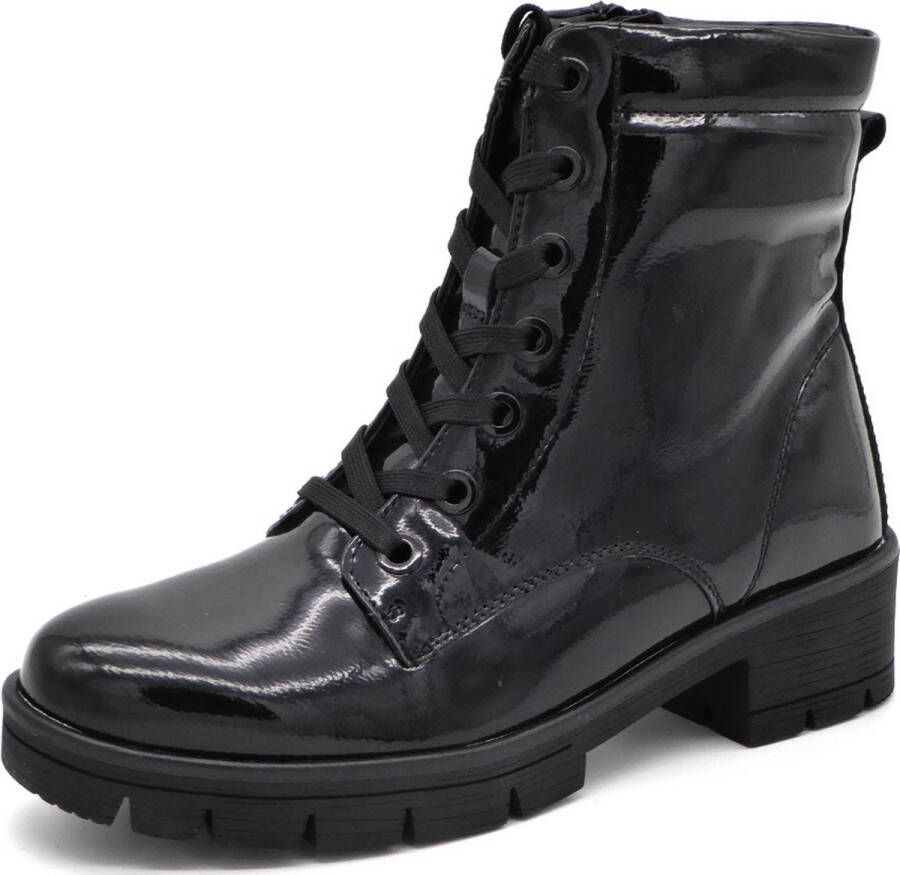 Jana Dames Veterboot 25263-018 Zwart Lak Wijdte H