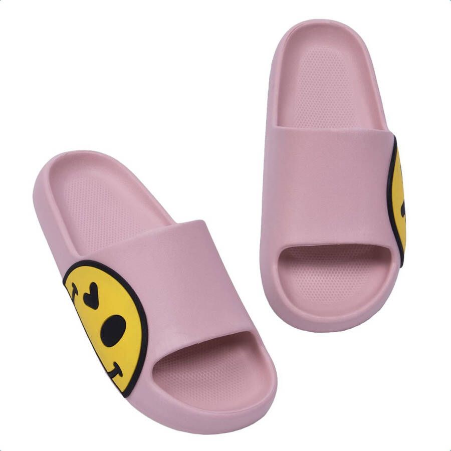 JAXY Smiley Slippers Dames en Heren Badslippers Dames en Heren Badslippers Kinderen Slippers Jongens en Meisjes Slippers Kinderen Roze