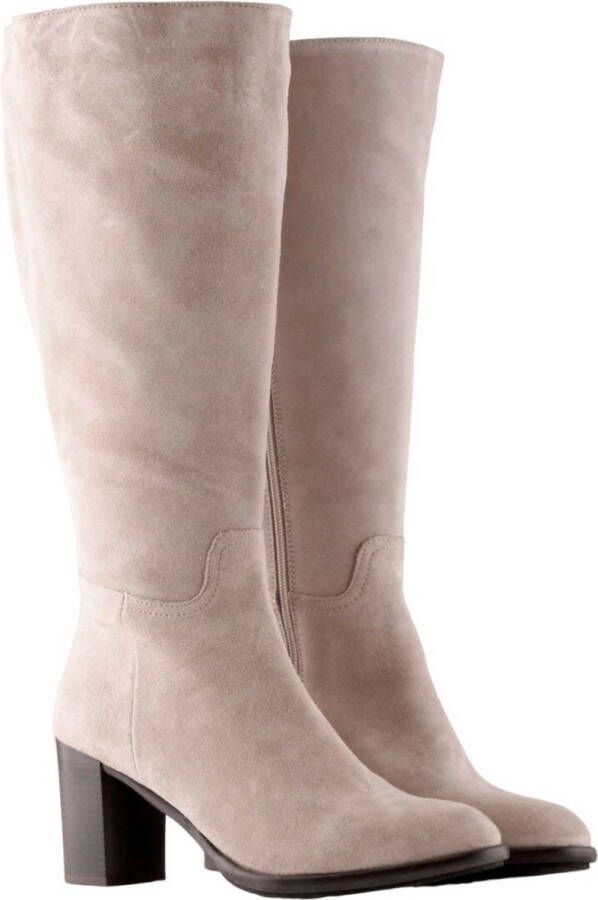 Jilsen Dames Laarzen Brede Kuiten Nina Suede in Beige Kuitomtrek