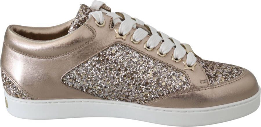 Jimmy Choo Metallic Leren Sneakers In Balletroze