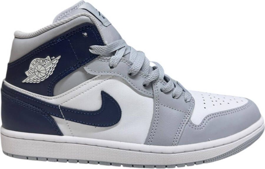 Jordan Herenschoenen Air 1 Mid White Wolf Grey Midnight Navy- Heren White Wolf Grey Midnight Navy